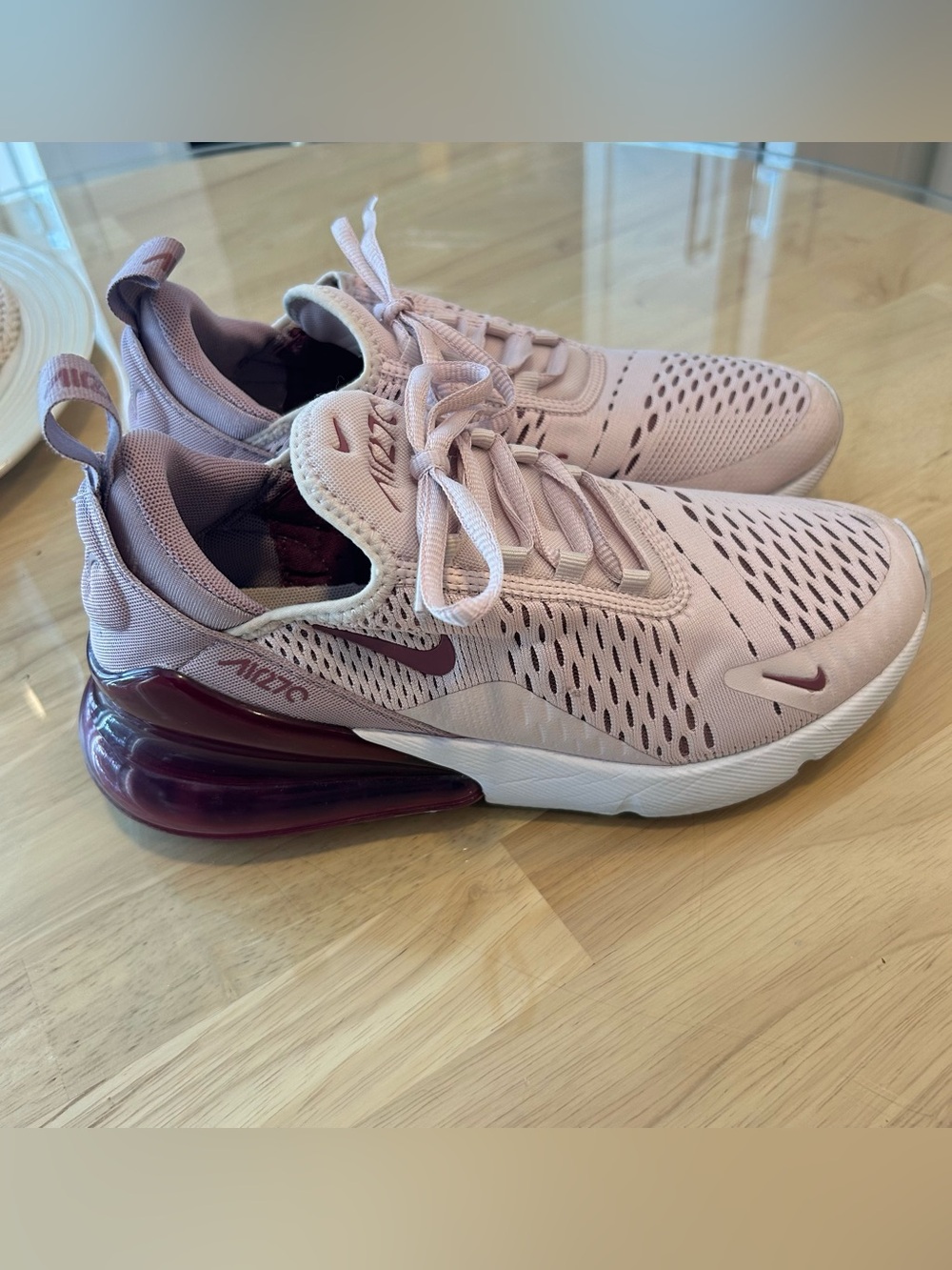 Nike Women's Light Pink and Plum Air Max 270 Sneakers - Picture 2 of 7